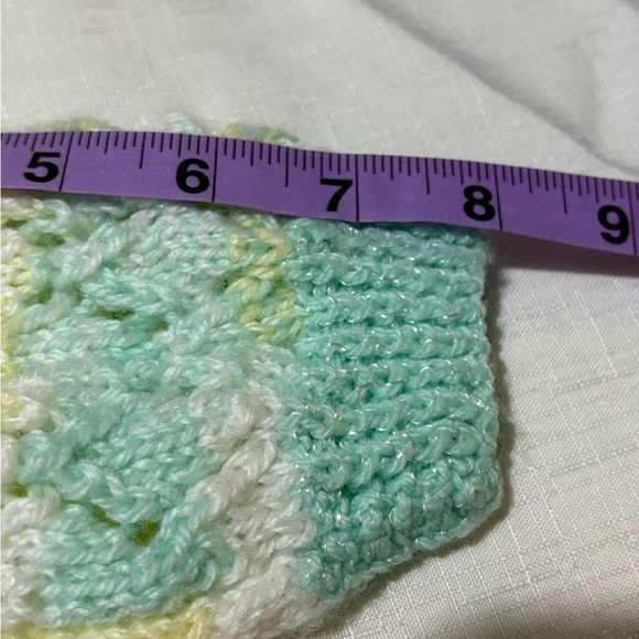 Vintage Yellow and Green Knitted Baby Cardigan and Hat - Picture 7 of 9